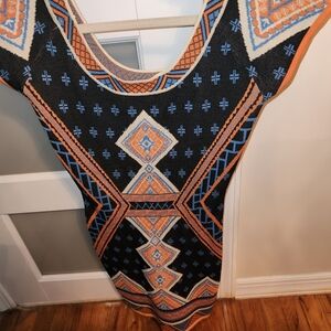 JEALOUS TOMATO Geometric Aztec Midi Bodycon Dress Sz M